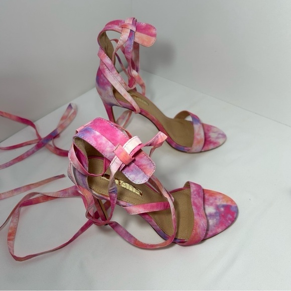 Liliana Cotton Candy High heels Size 7 Rainbow color Lace Up, Tie up, strappy, - Picture 7 of 10